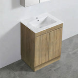 600-1500Mm Freestanding Kickboard Bathroom Vanity Light Oak Wood Grain Cabinet Only & Ceramic/Poly