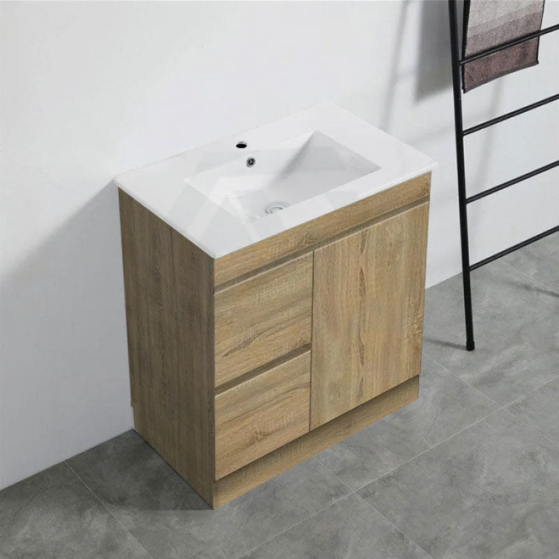 600-1500Mm Freestanding Kickboard Bathroom Vanity Light Oak Wood Grain Cabinet Only & Ceramic/Poly