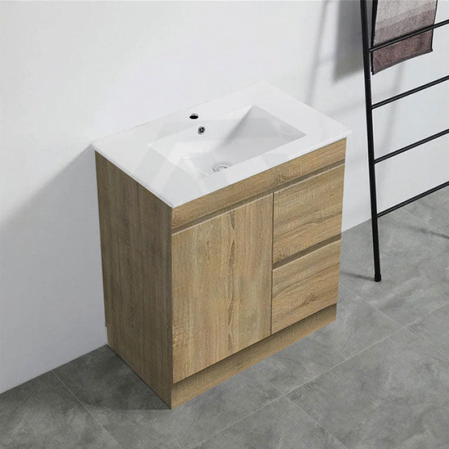 600-1500Mm Freestanding Kickboard Bathroom Vanity Light Oak Wood Grain Cabinet Only & Ceramic/Poly