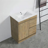 600-1500Mm Freestanding Kickboard Bathroom Vanity Light Oak Wood Grain Cabinet Only & Ceramic/Poly