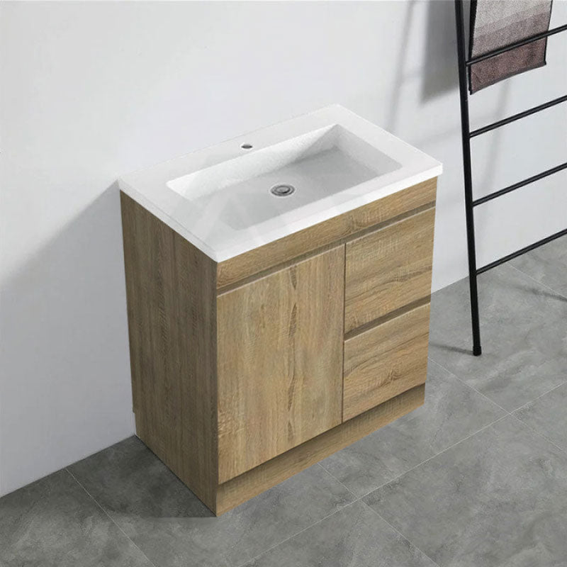 600-1500Mm Freestanding Kickboard Bathroom Vanity Light Oak Wood Grain Cabinet Only & Ceramic/Poly