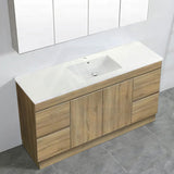 600-1500Mm Freestanding Kickboard Bathroom Vanity Light Oak Wood Grain Cabinet Only & Ceramic/Poly