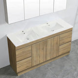 600-1500Mm Freestanding Kickboard Bathroom Vanity Light Oak Wood Grain Cabinet Only & Ceramic/Poly