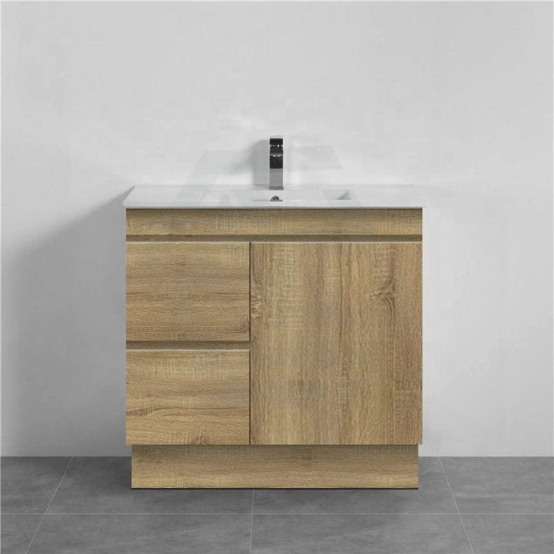 600-1500Mm Freestanding Kickboard Bathroom Vanity Light Oak Cabinet Only Vanities With