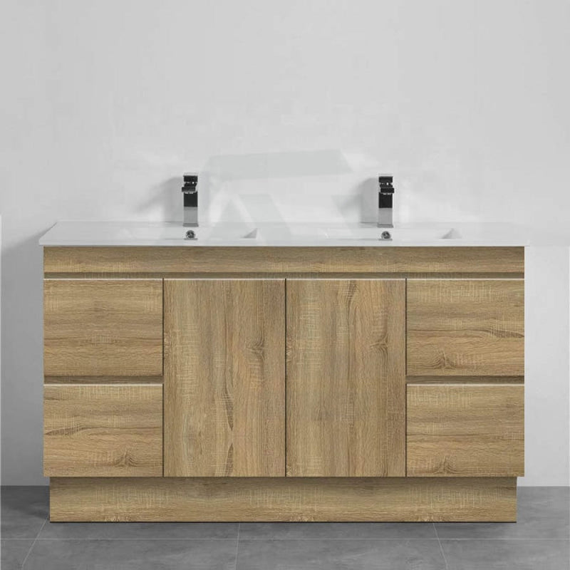 600-1500Mm Freestanding Kickboard Bathroom Vanity Light Oak Cabinet Only Vanities With