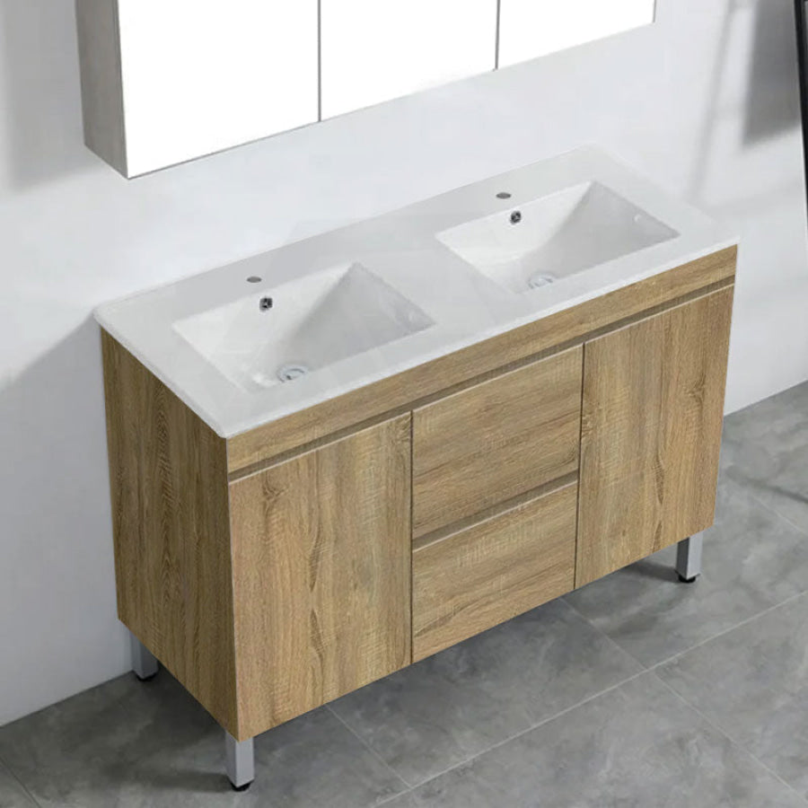 600-1500Mm Freestanding Mdf Vanity Light Oak Finish Left / Right Drawers Cabinet Only For Bathroom