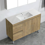 600-1500Mm Freestanding Mdf Vanity Light Oak Finish Left / Right Drawers Cabinet Only For Bathroom