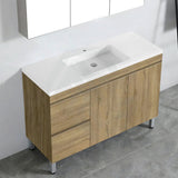 600-1500Mm Freestanding Mdf Vanity Light Oak Finish Left / Right Drawers Cabinet Only For Bathroom