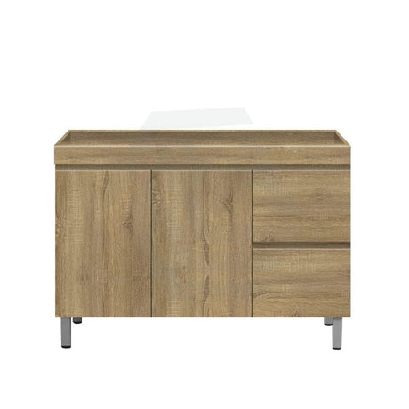 600-1500Mm Freestanding Mdf Vanity Light Oak Finish Left / Right Drawers Cabinet Only For Bathroom