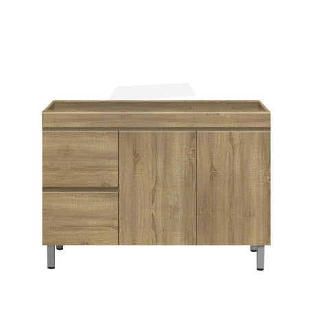 600-1500Mm Freestanding Mdf Vanity Light Oak Finish Left / Right Drawers Cabinet Only For Bathroom