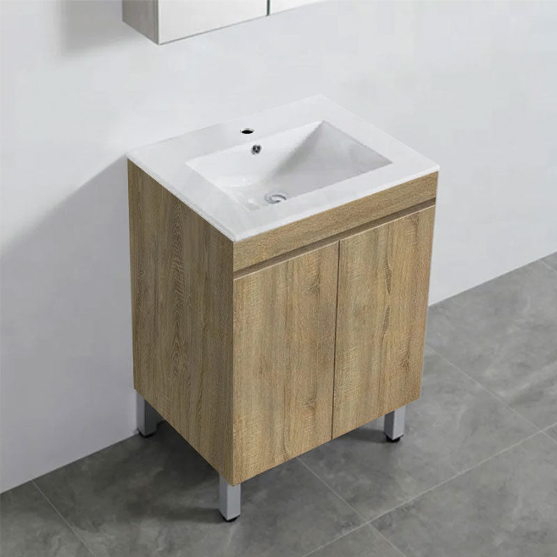 600-1500Mm Freestanding Mdf Vanity Light Oak Finish Left / Right Drawers Cabinet Only For Bathroom