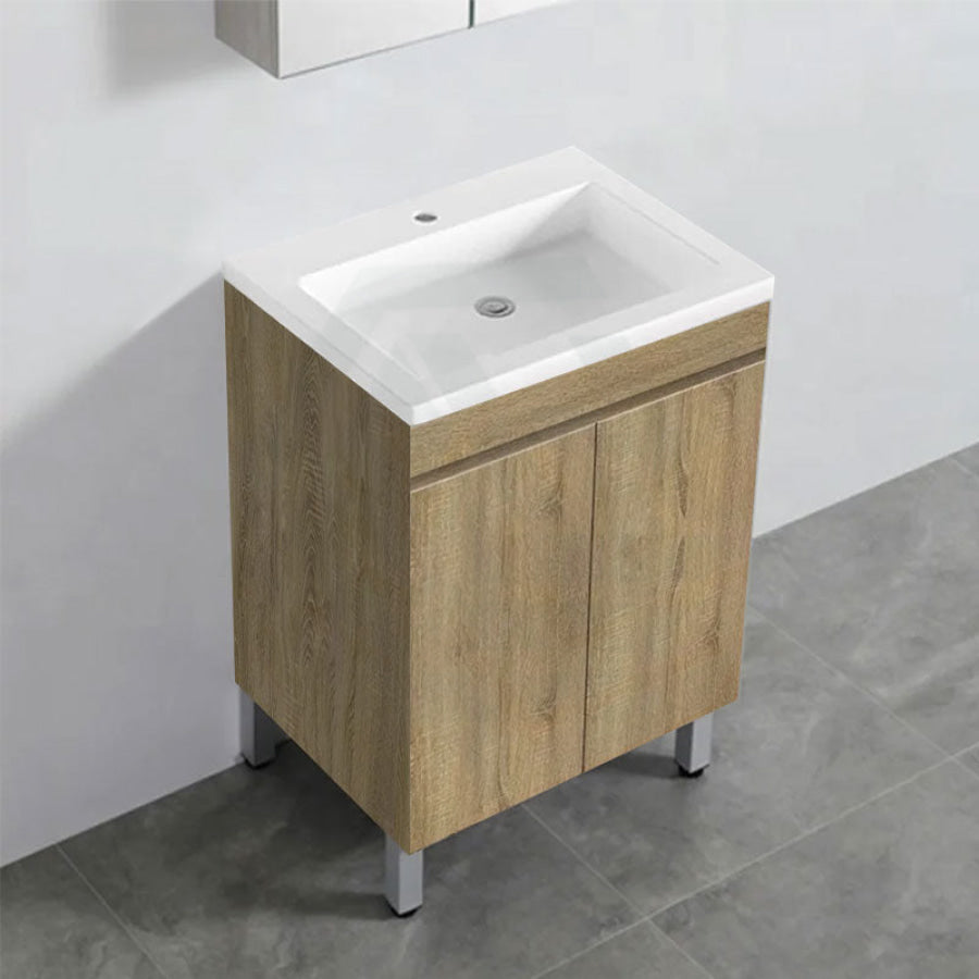 600-1500Mm Freestanding Mdf Vanity Light Oak Finish Left / Right Drawers Cabinet Only For Bathroom