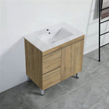 600-1500Mm Freestanding Mdf Vanity Light Oak Finish Left / Right Drawers Cabinet Only For Bathroom