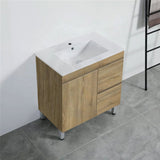 600-1500Mm Freestanding Mdf Vanity Light Oak Finish Left / Right Drawers Cabinet Only For Bathroom