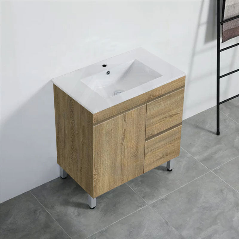 600-1500Mm Freestanding Mdf Vanity Light Oak Finish Left / Right Drawers Cabinet Only For Bathroom