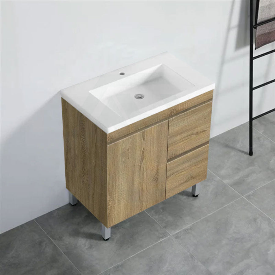 600-1500Mm Freestanding Mdf Vanity Light Oak Finish Left / Right Drawers Cabinet Only For Bathroom