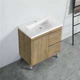 600-1500Mm Freestanding Mdf Vanity Light Oak Finish Left / Right Drawers Cabinet Only For Bathroom