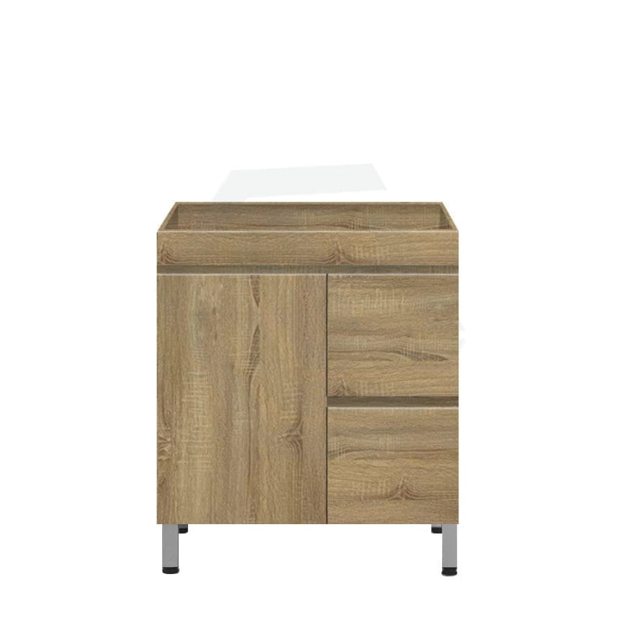 600-1500Mm Freestanding Mdf Vanity Light Oak Finish Left / Right Drawers Cabinet Only For Bathroom