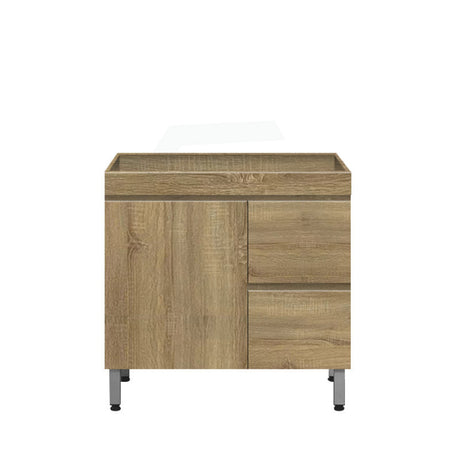 900Mm Freestanding Mdf Vanity Light Oak Finish Left / Right Drawers Cabinet Only For Bathroom Hand