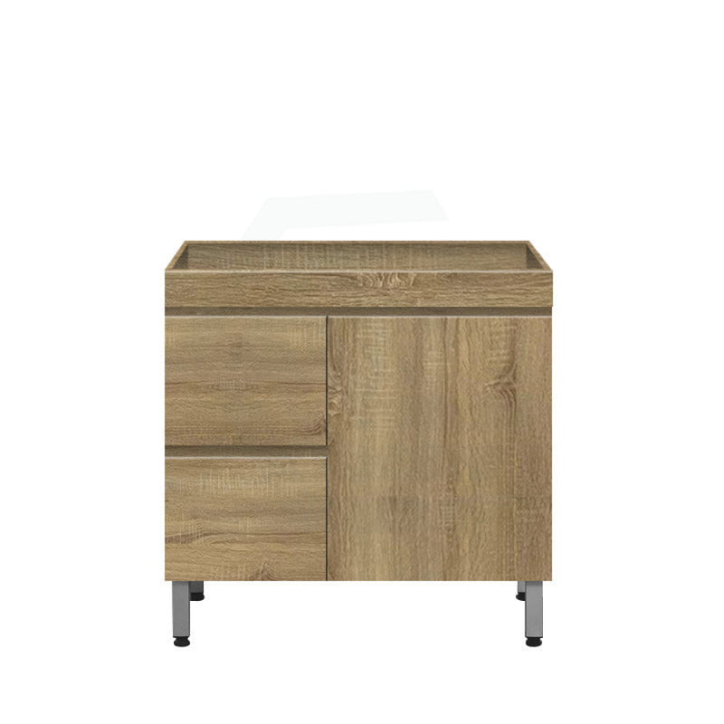 900Mm Freestanding Mdf Vanity Light Oak Finish Left / Right Drawers Cabinet Only For Bathroom Hand