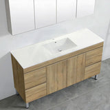 600-1500Mm Freestanding Mdf Vanity Light Oak Finish Left / Right Drawers Cabinet Only For Bathroom