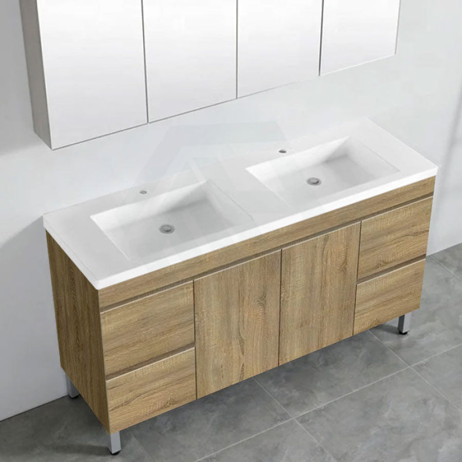 600-1500Mm Freestanding Mdf Vanity Light Oak Finish Left / Right Drawers Cabinet Only For Bathroom