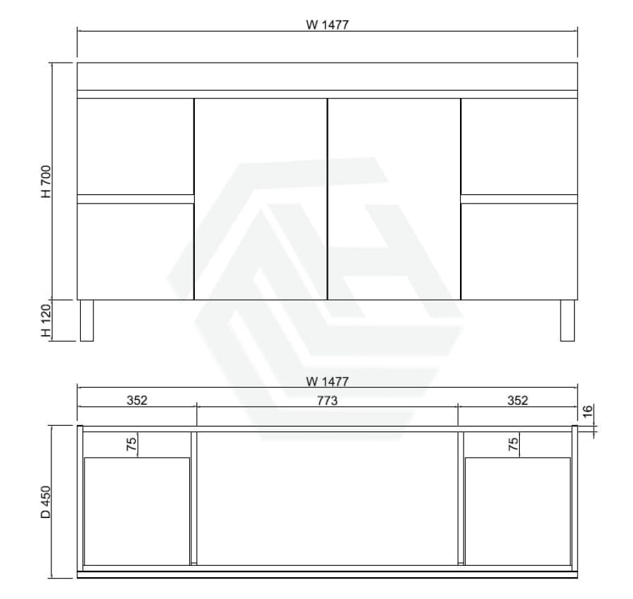 600-1500Mm Freestanding Mdf Vanity Light Oak Finish Left / Right Drawers Cabinet Only For Bathroom