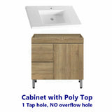 900Mm Freestanding Mdf Vanity Light Oak Finish Left / Right Drawers Cabinet Only For Bathroom Hand