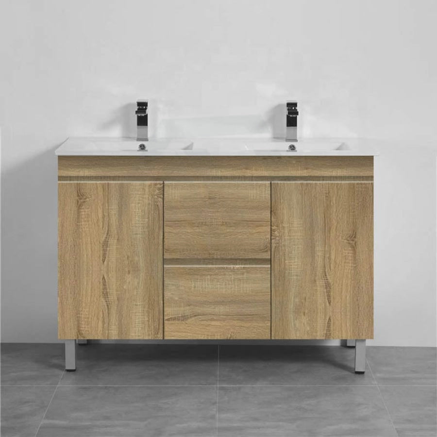 600-1500Mm Freestanding Mdf Vanity Light Oak Finish Left / Right Drawers Cabinet Only For Bathroom