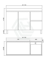 600-1500Mm Freestanding Mdf Vanity Light Oak Finish Left / Right Drawers Cabinet Only For Bathroom