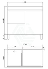 900Mm Freestanding Mdf Vanity Light Oak Finish Left / Right Drawers Cabinet Only For Bathroom