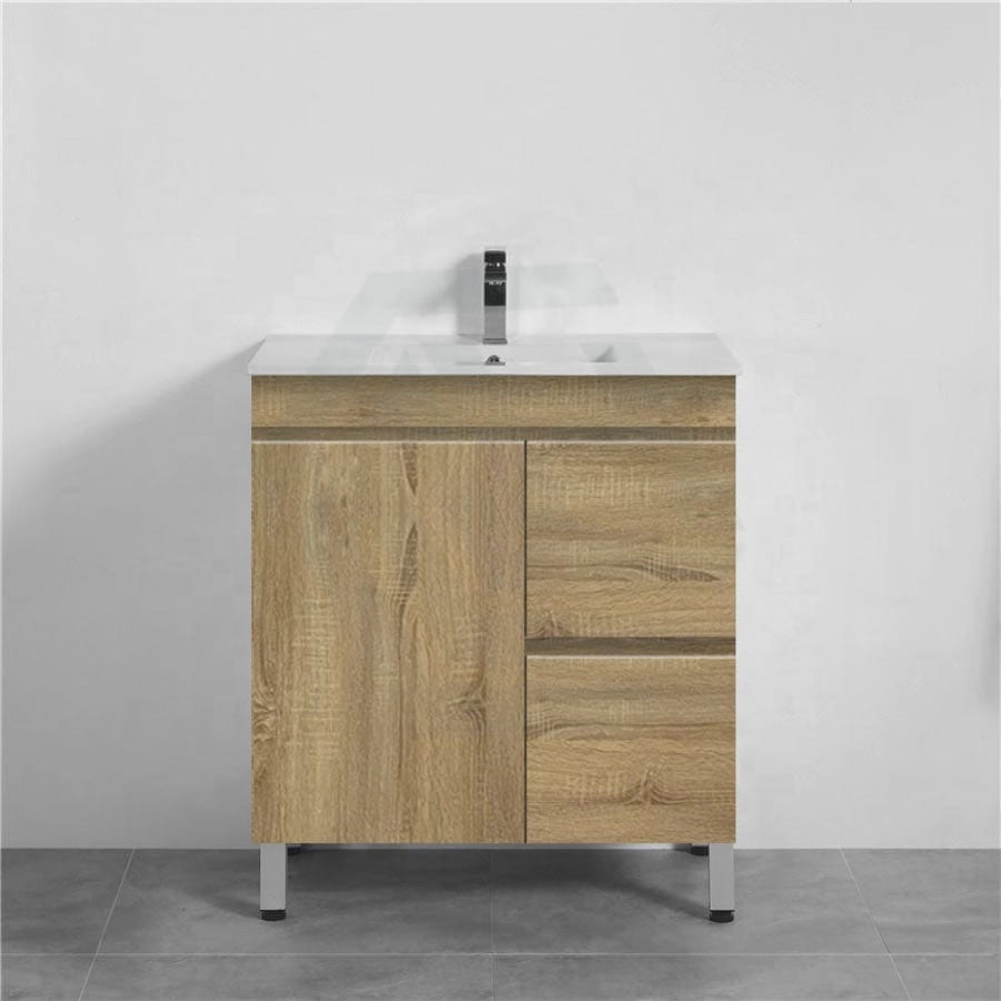 600-1500Mm Freestanding Mdf Vanity Light Oak Finish Left / Right Drawers Cabinet Only For Bathroom