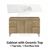 600-1500Mm Freestanding Mdf Vanity Light Oak Finish Left / Right Drawers Cabinet Only For Bathroom