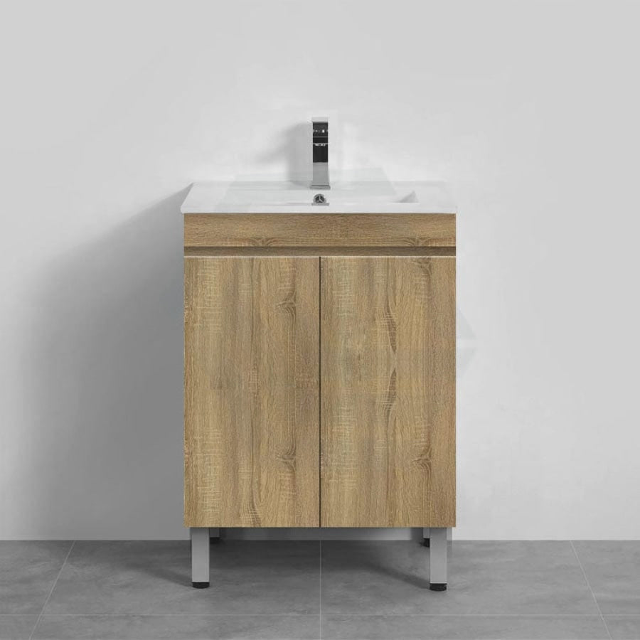 600-1500Mm Freestanding Mdf Vanity Light Oak Finish Left / Right Drawers Cabinet Only For Bathroom