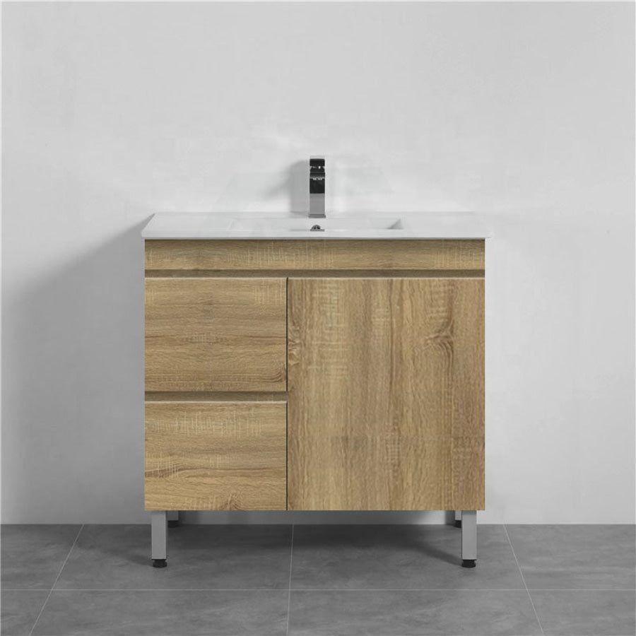 MDF Freestanding Vanity Left Right Drawers 900mm Light Oak