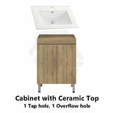 600-1500Mm Freestanding Mdf Vanity Light Oak Finish Left / Right Drawers Cabinet Only For Bathroom