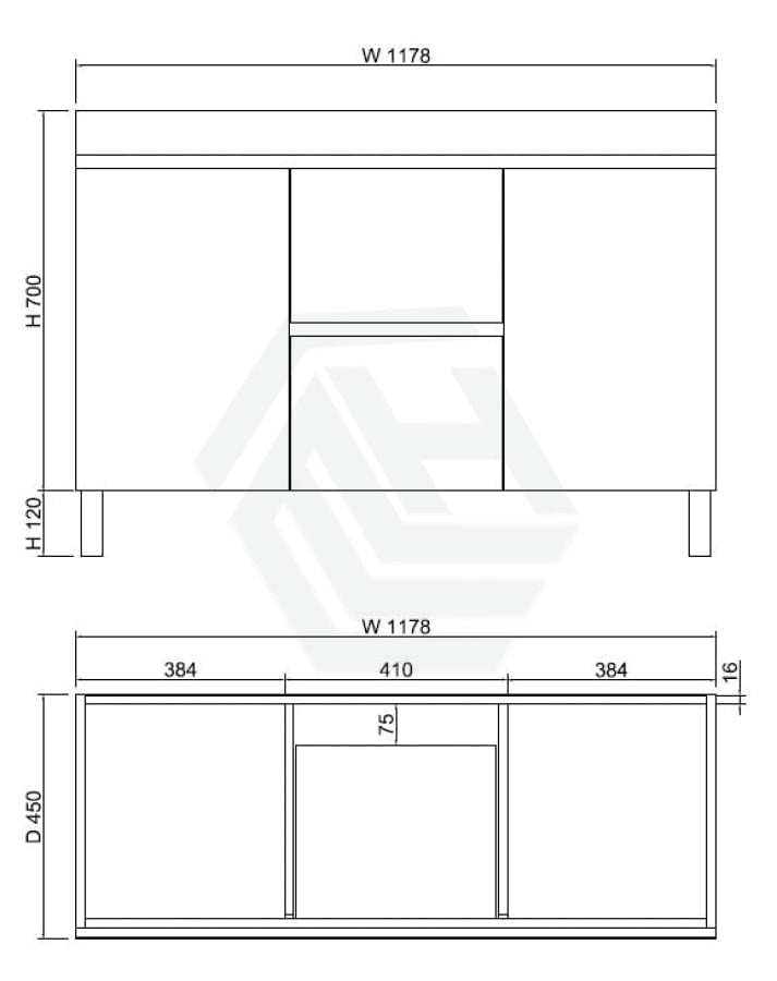 600-1500Mm Freestanding Mdf Vanity Light Oak Finish Left / Right Drawers Cabinet Only For Bathroom