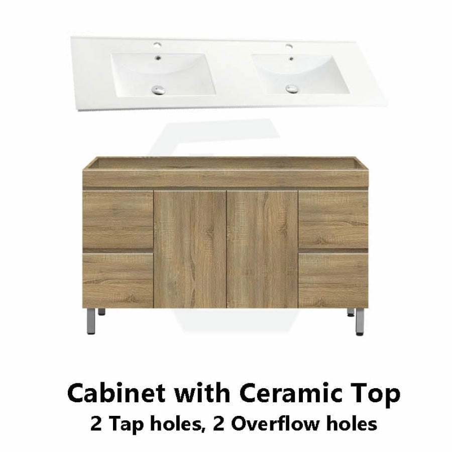 600-1500Mm Freestanding Mdf Vanity Light Oak Finish Left / Right Drawers Cabinet Only For Bathroom