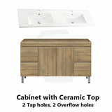 600-1500Mm Freestanding Mdf Vanity Light Oak Finish Left / Right Drawers Cabinet Only For Bathroom