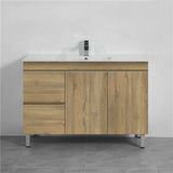 600-1500Mm Freestanding Mdf Vanity Light Oak Finish Left / Right Drawers Cabinet Only For Bathroom