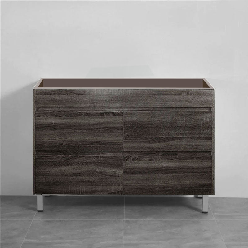 600-1500Mm Freestanding Vanity With Legs Dark Grey Wood Grain Cabinet Only & Ceramic / Poly Top