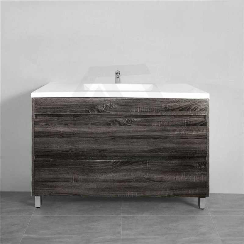 600-1500Mm Freestanding Vanity Dark Grey Wood Grain Cabinet Only & Ceramic / Poly Top Available