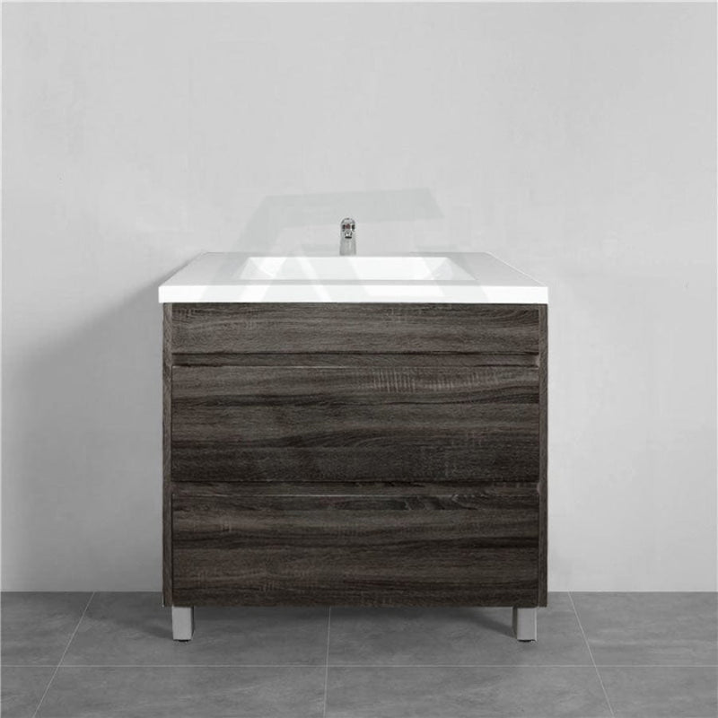 600-1500Mm Freestanding Vanity Dark Grey Wood Grain Cabinet Only & Ceramic / Poly Top Available