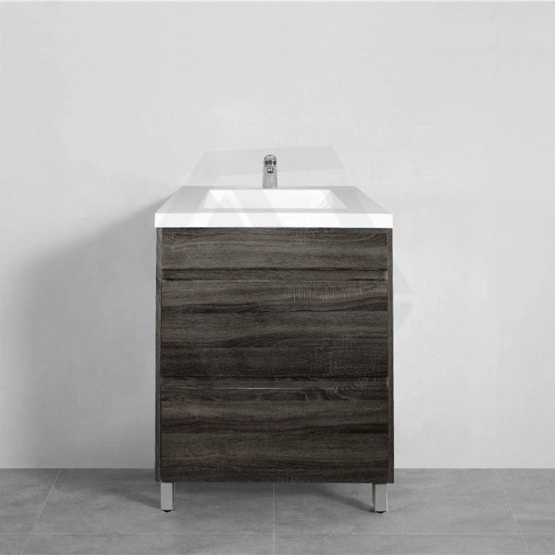 600-1500Mm Freestanding Vanity Dark Grey Wood Grain Cabinet Only & Ceramic / Poly Top Available