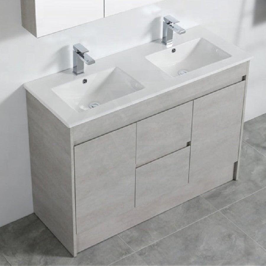 600-1500Mm Freestanding With Kickboard Vanity Concrete Grey Finish Plywood Cabinet Only For Bathroom