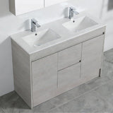 600-1500Mm Freestanding With Kickboard Vanity Concrete Grey Finish Plywood Cabinet Only For Bathroom