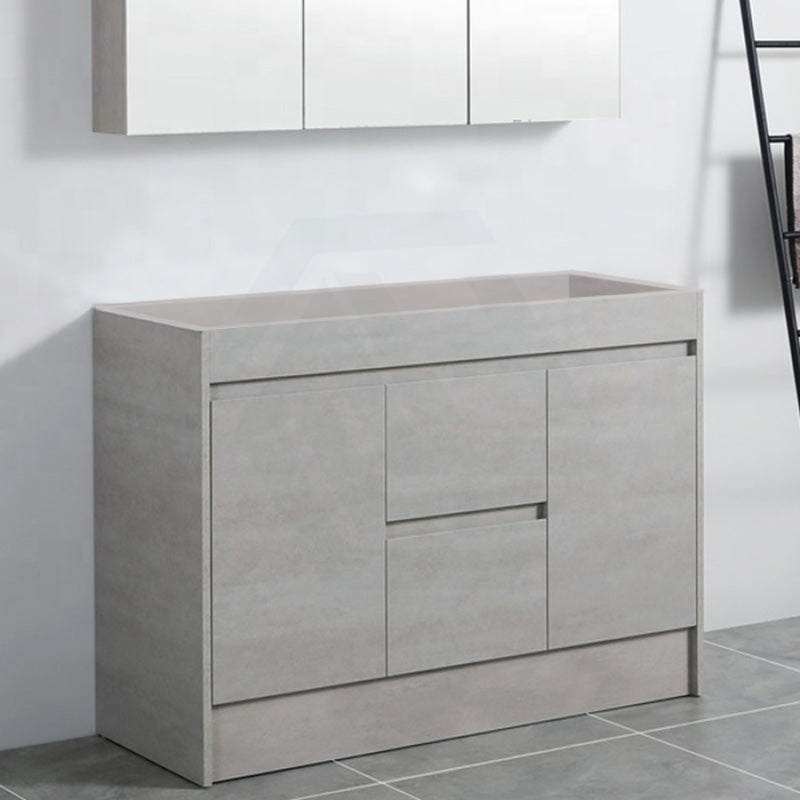 600-1500Mm Freestanding With Kickboard Vanity Concrete Grey Finish Plywood Cabinet Only For Bathroom