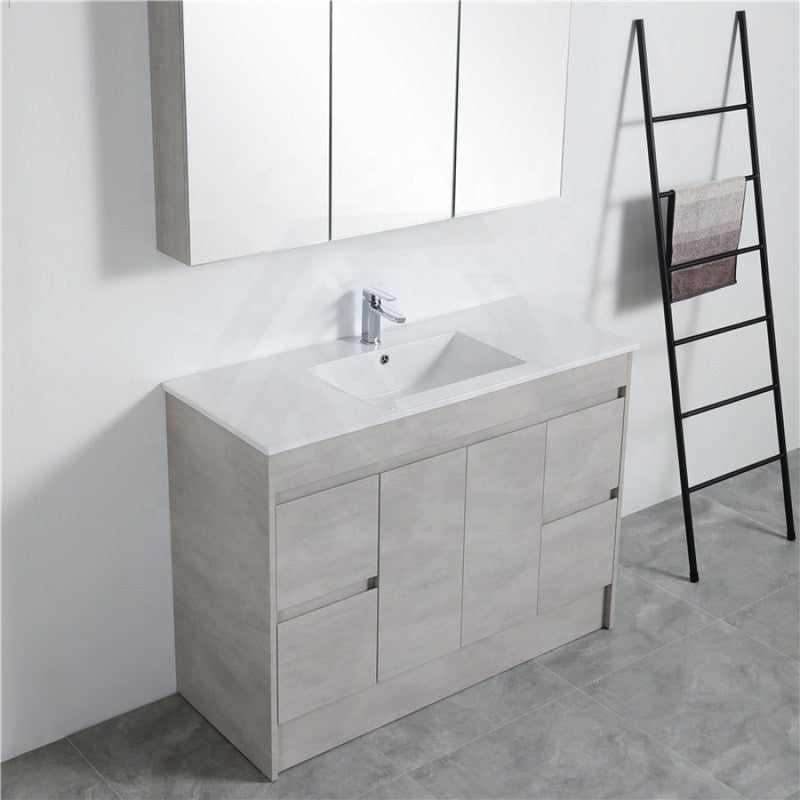 600-1500Mm Freestanding With Kickboard Vanity Concrete Grey Finish Plywood Cabinet Only For Bathroom