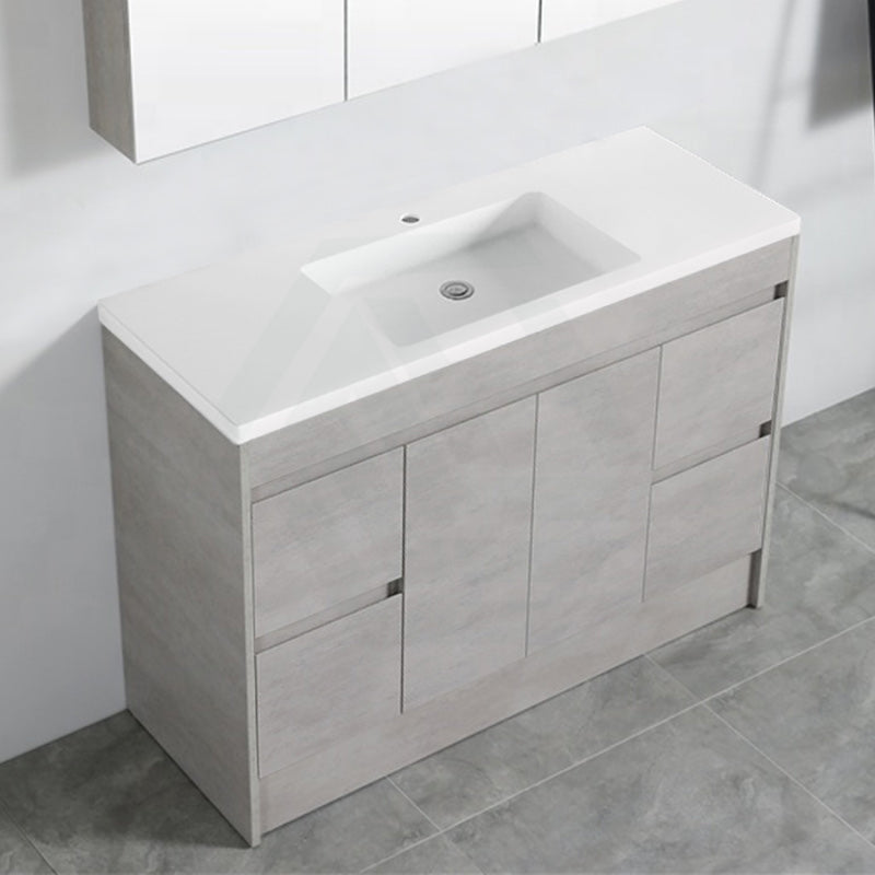 600-1500Mm Freestanding With Kickboard Vanity Concrete Grey Finish Plywood Cabinet Only For Bathroom