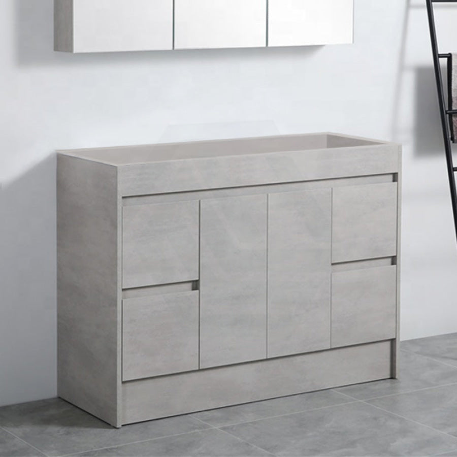 600-1500Mm Freestanding With Kickboard Vanity Concrete Grey Finish Plywood Cabinet Only For Bathroom